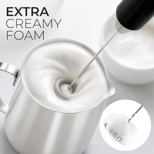 Milk Frother Handheld (Zulay Black / Compact Frother + Batteries)