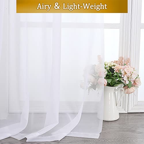 Sheer Voile Window Treatment Rod Pocket Curtain Panels for Kitchen Bedroom Living Room Drapes Sunlight Filtering Privacy Semi Home Decor Assorted Colors Sizes (40"W x 72"L (Pack of 2) / White)