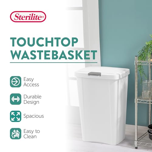 13 Gallon TouchTop Wastebasket Trash Can Garbage Recycle Bin with Titanium Latch for Kitchen (4 Pack / White)