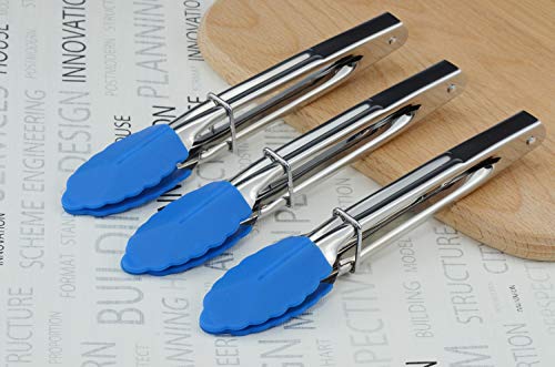 Small Tongs with Silicone Tips 7 (7-inch / Blue)
