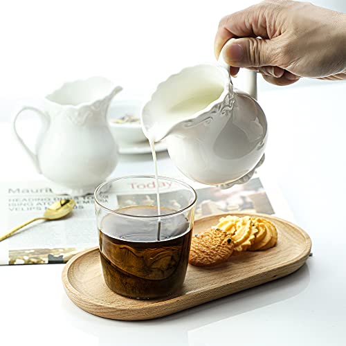 2pcs Pure White Porcelain Creamer Pitcher with Handle (2pcs / 6oz)