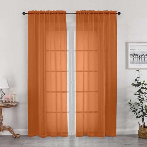 Sheer Orange Curtains (Orange / 42"W x 78"L (Pack of 2))