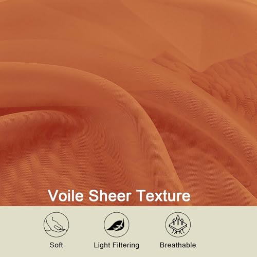 Orange Sheer Curtain for Bedroom Living Room 72 Inches Long 2 Panels Set (Orange / 42"W x 72"L (Pack of 2))