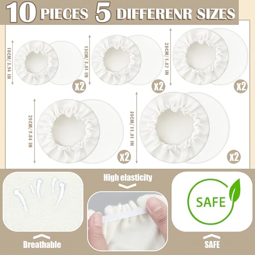 10 Pcs Reusable Bowl Covers in 5 Size (White / Ivory Style)