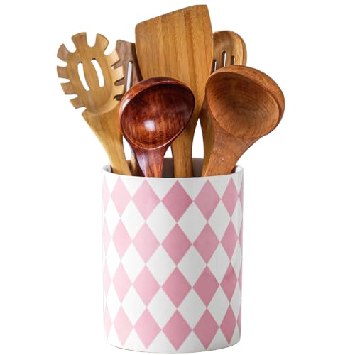 Kitchen Utensil Holder (Diamond Pink / 6.3 Inch)