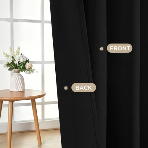 Blackout Curtains 108 Inch Long 2 Panels Set (Black / 52"W x 108"L (Pack of 2))