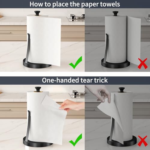 Countertop Paper Towel Holder for Kitchen (Black)