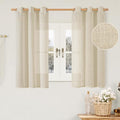 Natural Linen Semi Sheer Curtains 48 Inch Long for Short Windows (34"W x 48"L (Pack of 2) / Linen)