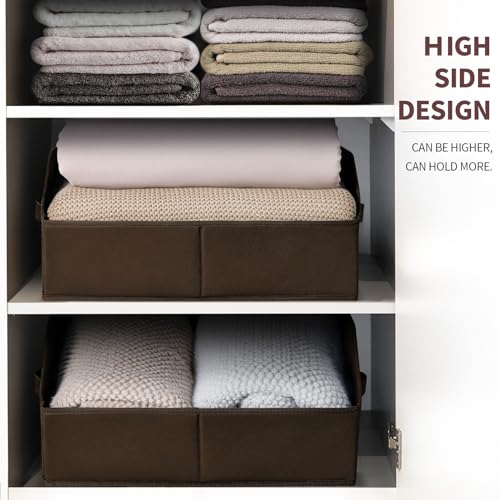 Closet Baskets for Shelves Trapezoid (Brown / Large -3 Pack)