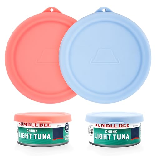 2PCs 4-inch/9.5cm Silicone Can Lids for Bumble Bee | StarKist | Chicken of the Sea 12oz Tuna Can | Don Francisco's Coffee Can 12oz, Can Covers for 4.0-inch Canned Goods, Dishwasher Safe (Lids Only)