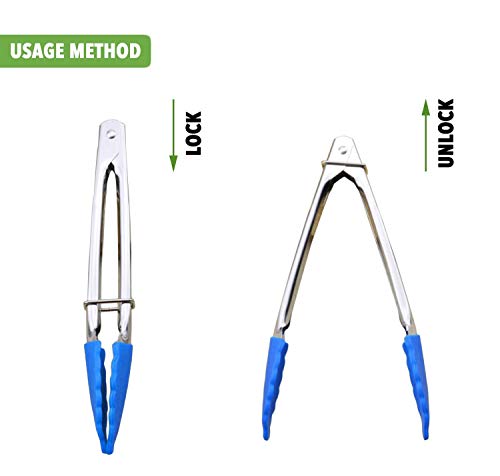 Small Tongs with Silicone Tips 7 (7-inch / Blue)