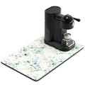 Coffee Mat 12" x 19" Cute Minimalism Design Coffee Bar Mats for Espresso Machine Station Accessories and Organizer (Minimalism Leaves / 12" x 19")