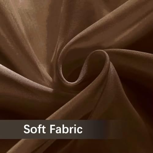 Solid Sheer Rod Pocket Curtain Voile Draperies 2 Panels White Beige Black Ivory Coffee 26 Inch Width 24 Inch Long 1 Pair for Kitchen Bedroom Children Living Room Yard (Brown / 26"W x 24"L (Pack of 2))