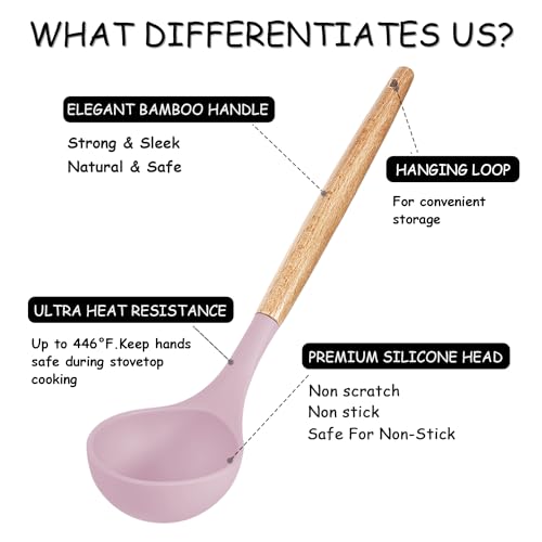 Silicone Cooking Kitchen Utensils Set (Pinky)