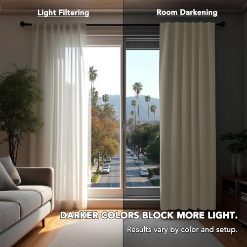 Blackout Curtains for Bedroom (Light Beige / 42"W x 54"L (Pack of 2))