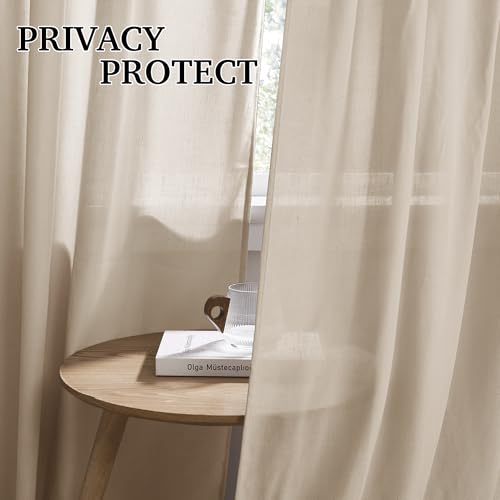 Sheer Curtains 108 inches (H - Taupe / 52"W x 108"L (Pack of 2))