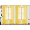 Yellow Sheer Curtains 4 Panels Rod Pocket Semi (Yellow / 52"W x 54"L (Pack of 4))