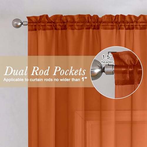 Orange Sheer Curtains 78 Inches Long 2 Panels (Orange / 42"W x 78"L (Pack of 2))