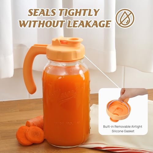 2 Quart Glass Mason Jar Pitcher with Lid (Carrot Orange)