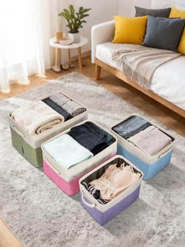 4 Pack Fabric Closet Storage Bins for Shelves (Green / 4PCS/X-Large-17x13x10.5)
