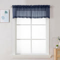 Sheer Valances for Windows 2 Pack (Navy Blue / 42"W x 18"L (Pack of 2))