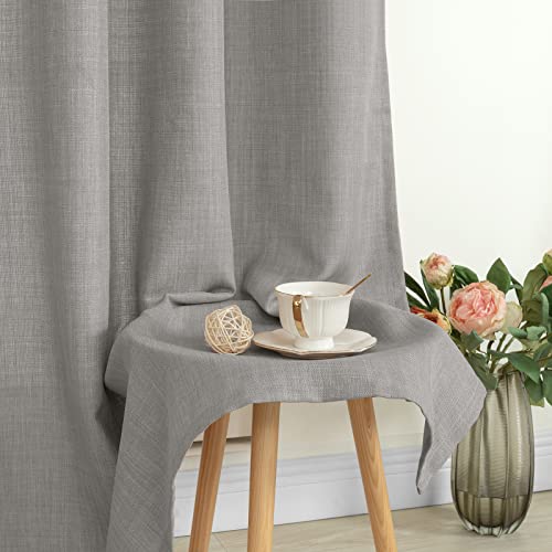 Natural Grey Linen Curtains for Bedroom 84 Inch Length 2 Panels (52"W x 84"L (Pack of 2) / Silver Grommet-grey)