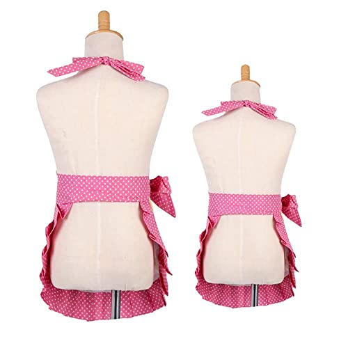 Apron for Women with Pockets (Pink+cupcake Set)