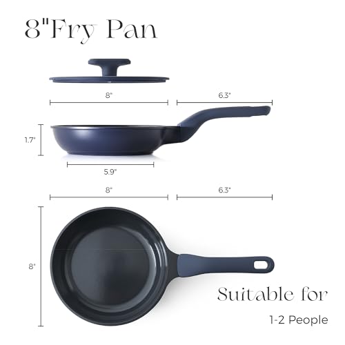 Nonstick Ceramic Frying Pan with Lid (8" W/Lid / Blueberry Mist)