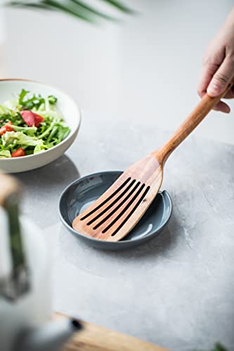 Ceramic Spoon Rest for Stove Top (Gray)