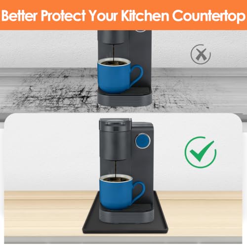 Silicone Coffee Maker Mat with Lip for Countertops (Black / 14.8'' x 7.9'')