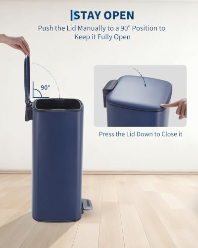 8 Gal Kitchen Trash Can (Navy Blue)