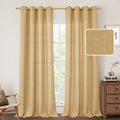 Caramel Brown Linen Curtains for Living Room 84 Inch Length 2 Panels (52"W x 84"L (Pack of 2) / Silver Grommet-caramel Brown)