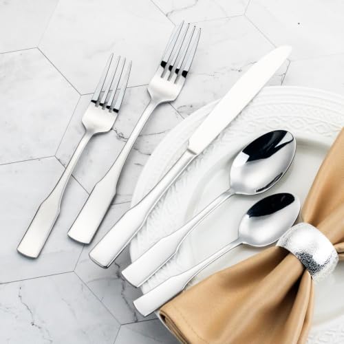 Kate 30 Piece Silverware Set Stainless Steel Flatware Set (Silver / 30 pieces for 6)