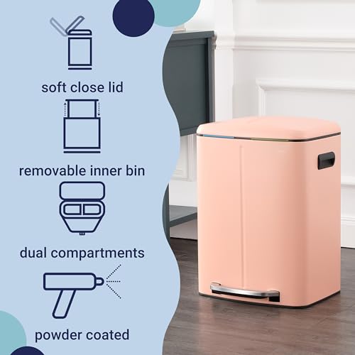Marco 10.6 Gal Double Bucket Step Trash Can (Flamingo Pink)