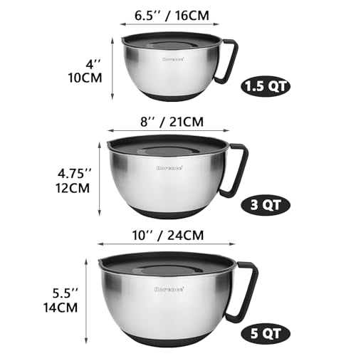 Stainless Steel Mixing Bowls Set with Lids (Black / 3 piece)