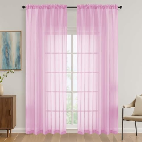 Light Pink Bedroom Curtains 2 Panel Sets 90 Inch Length (Light Pink / 59"W x 90"L (Pack of 2))
