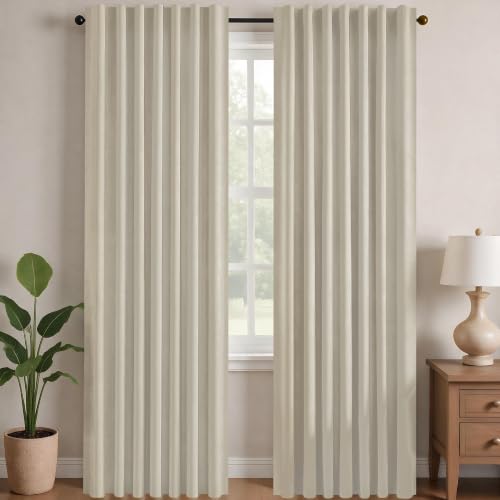 Blackout Curtains for Bedroom (Light Beige / 38"W x 84"L (Pack of 2))