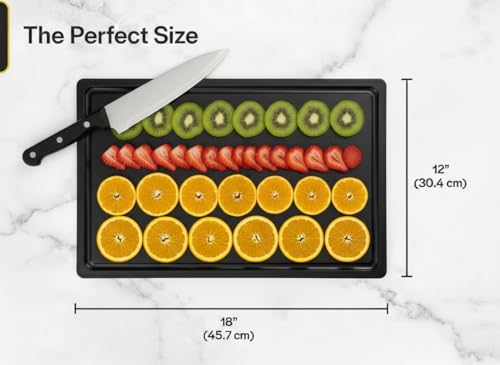 18x12 Black Cutting Board with Groove (18"L x 12"W / Black)