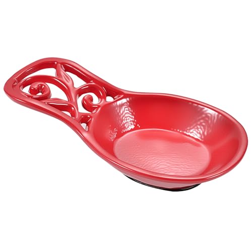 Cast Iron Spoon Rest (Red / Vine Scrollwork)