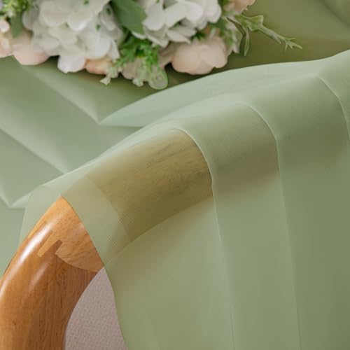 Sheer Curtains 63 inch Length 2 Panels Set (Light Green / 42"W x 63"L (Pack of 2))