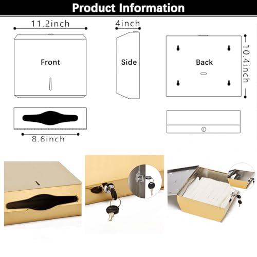 Comercial Paper Towel Dispenser Wall Mount (Gold)