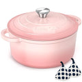 5QT Enameled Cast Iron Dutch Oven Pot with Lid (Pink / 5QT)