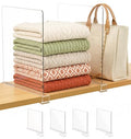 Shelf Dividers Purse Organizer for Closet (Extra Tall: 11" Tall X 12" Deep / Clear:4-pack)