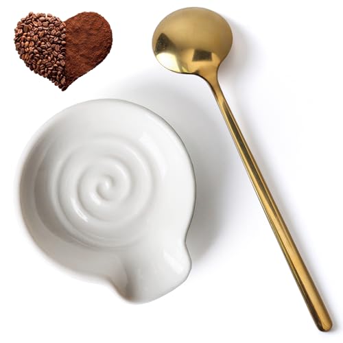 Coffee Spoon Rest for Coffee Bar Accessories Ceramic Coffee Spoon Holder (White)