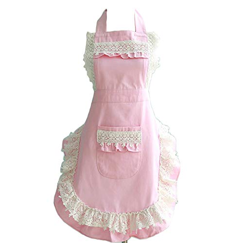 Lovely Home Work Adjustable Apron Cake Kitchen Cooking Women Girls Aprons With Pocket for Gift (Pink)