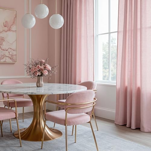 96 Inches Length Pink Curtains for Girls Bedroom Living Room Semi Sheer Light Filtering Nursery Window Drapes (50"W x 96"L (Pack of 2) / Light Pink)