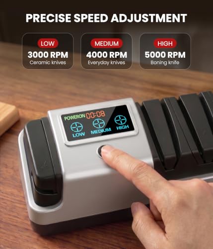 Electric Knife Sharpener for Kitchen Knives (Silver)