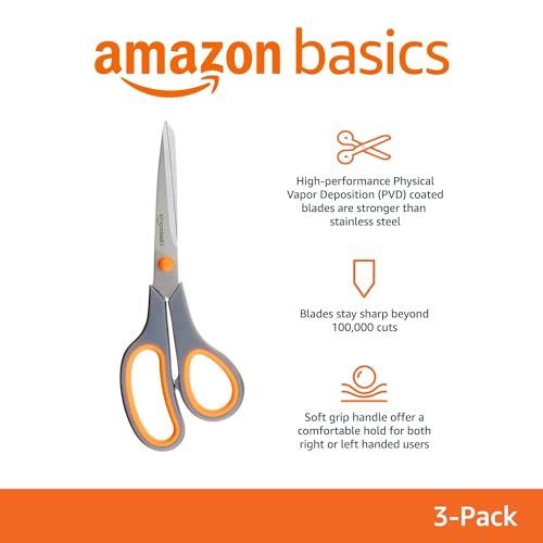 Multipurpose Stainless Steel Scissors for Office (3-Pack)