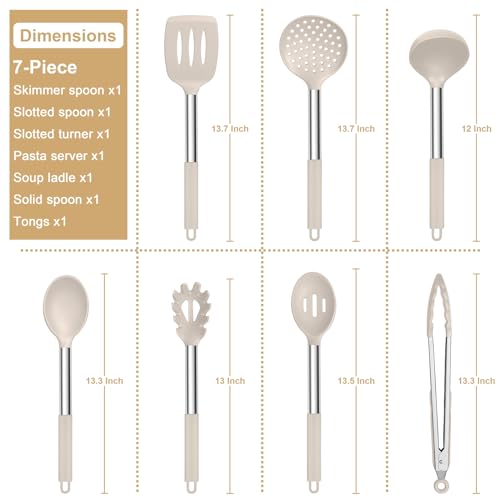 Silicone Cooking Utensils Set (Khaki)