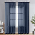 2 Panels Sheer Window Curtain Panels 96" Length for Bedroom (Navy Blue / 42"W x 96"L (Pack of 2))
